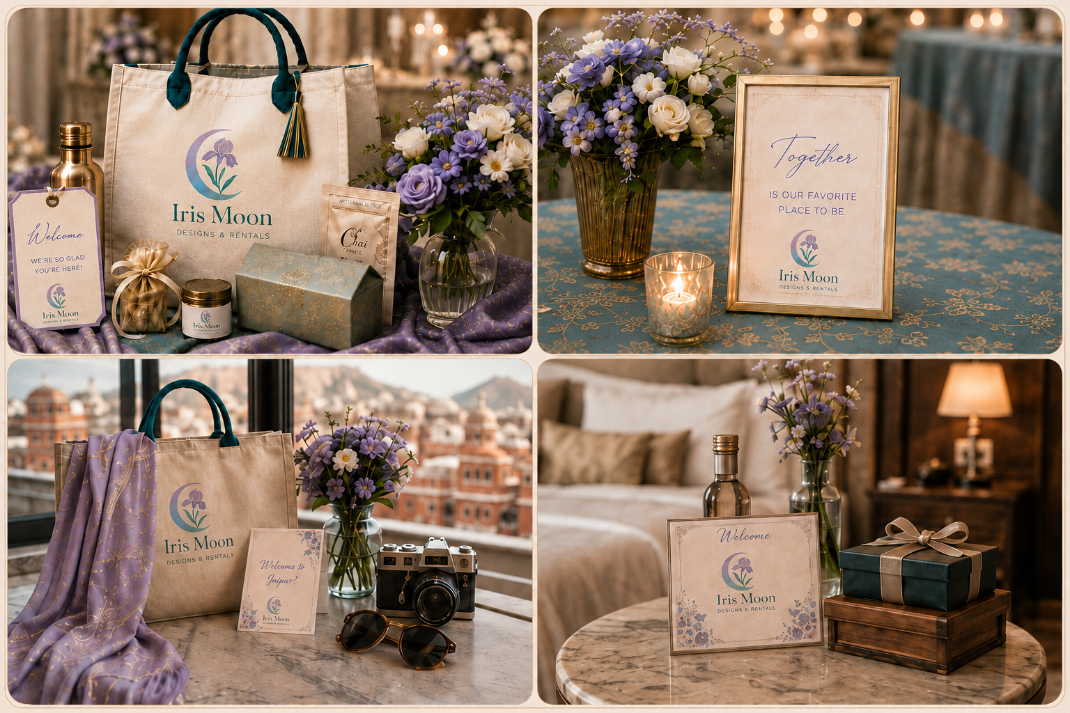 Curated wedding welcome bags and arrival details